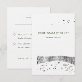 Liebe Sandy Beach Minimallinie Art Wedding RSVP Karte