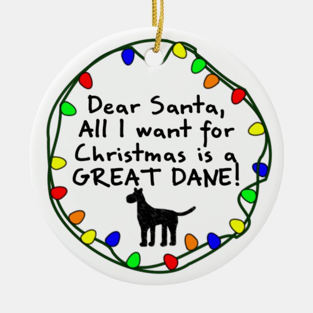 Liebe Santa Great Dane Keramik Ornament (Vorne)