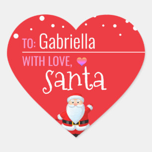 "Liebe, Santa" rotes individuelles Weihnachtsgesch Herz-Aufkleber