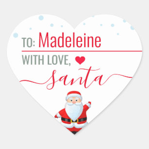"Liebe, Santa" Süßes personalisiertes Weihnachtsge Herz-Aufkleber