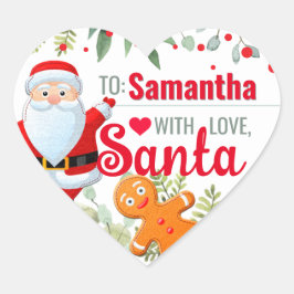 "Liebe, Santa" Weihnachtsgebäck personalisiertes W Herz-Aufkleber