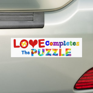 Liebe schließt das Puzzle ab Autoaufkleber