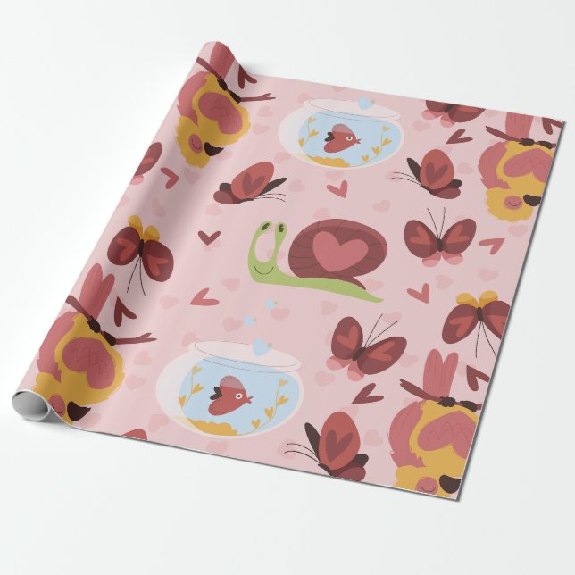 Liebe Schmetterlinge aus Schnecken Geschenkpapier (Ungerollt)