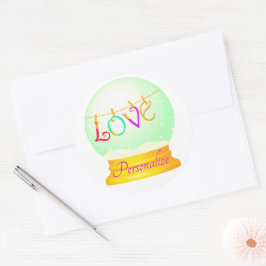 Liebe Schneedecke niedlich boho farbenfroh Runder Aufkleber