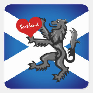 Liebe Schottland, Rampant, Herz und Schottische Fl Quadratischer Aufkleber