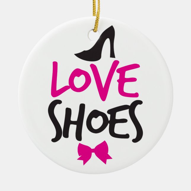 Liebe-Schuhe mit niedlichem kleinem Bogen Keramik Ornament (Vorne)