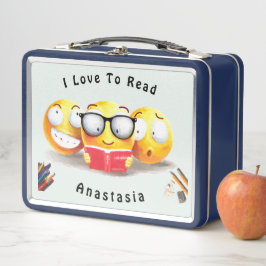Liebe Schulbücher Emojis personalisieren Metall Brotdose