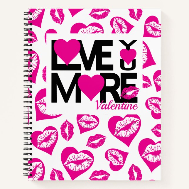 Liebe Schwarz und Rosa Mehr Notizbuch (Vorderseite)