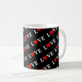 LIEBE Schwarz und Weiß Minimalistisch Elegant Kaffeetasse