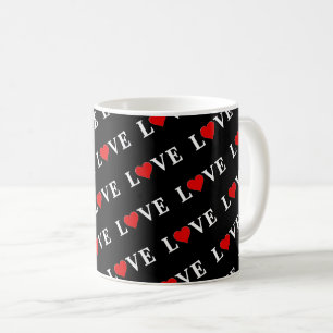 LIEBE Schwarz und Weiß Minimalistisch Elegant Kaffeetasse