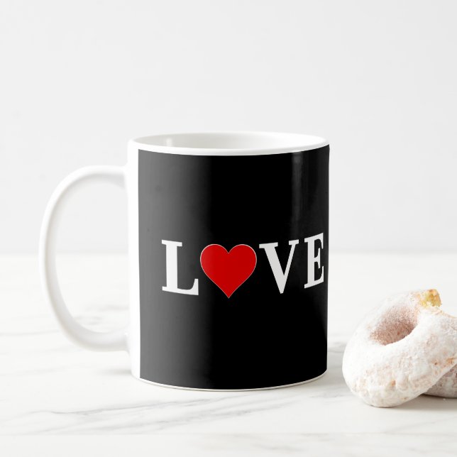 LIEBE Schwarz und Weiß Moderner Chic Kaffeetasse (Mit Donut)