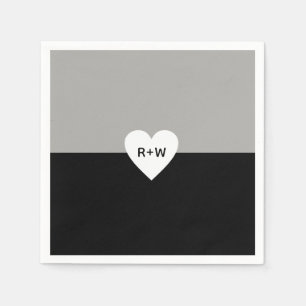 Liebe Schwarz/Weiß des Herzens Modernes Monogramm Serviette