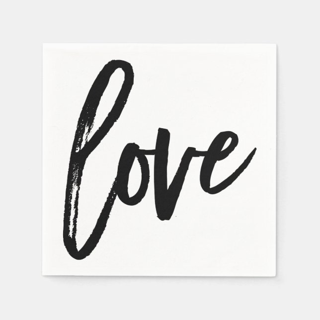 LIEBE Schwarz-weiß Moderne Typografie Hochzeitsfei Serviette (Vorderseite)