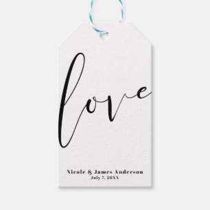 LIEBE Schwarz Weiß Moderne Typografie Hochzeitsges Geschenkanhänger