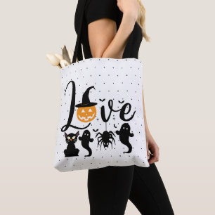 Liebe Schwarz-Weiß Punkte Halloween Tasche