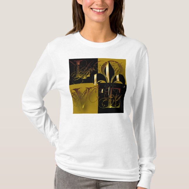 Liebe Schwarzes Gold/Lilie T-Shirt (Vorderseite)