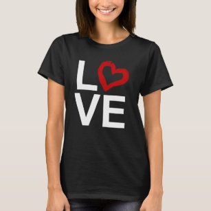 LIEBE, Schwarzweiss mit rotem skizziertem Herzen T-Shirt