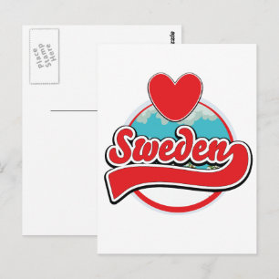 Liebe Schweden Vintages Logo Postkarte