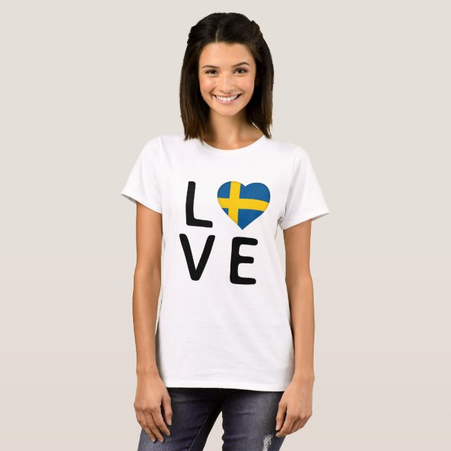 Liebe - Schwedenflagge T-Shirt (Vorne ganz)