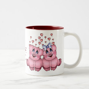 Liebe-Schwein-Tasse Zweifarbige Tasse
