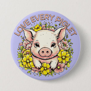 Liebe Schweine in Blume Button