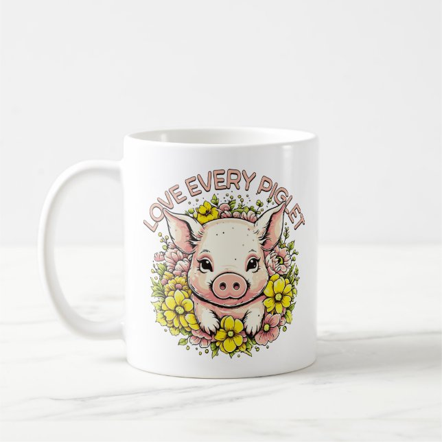 Liebe Schweine in Blume Kaffeetasse (Links)