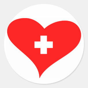 Liebe Schweiz - Schweizer Herzsticker Runder Aufkleber