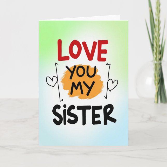 Liebe Schwester Grafik-Stil Karte (Vorderseite)