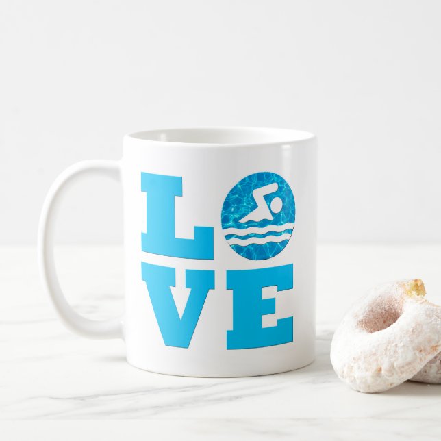 Liebe Schwimmen und Tauchen Baden oder Coach Kaffeetasse (Mit Donut)