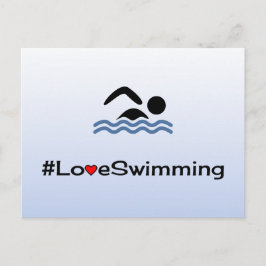 Liebe Schwimmpiktogramm blass blaue Postkarte