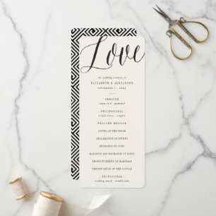 Liebe Script Calligraphy Geometric Classic Wedding Programm