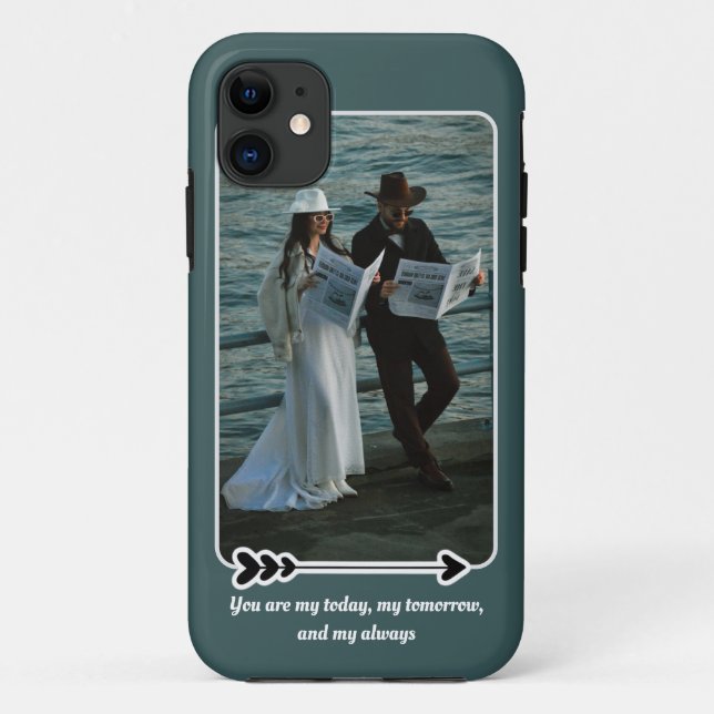 Liebe Script Couple Foto iPhone Case (Rückseite)