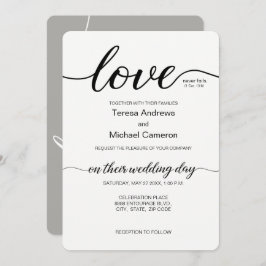Liebe Script Gray Minimalistisch Christliche Hochz Einladung