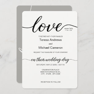Liebe Script Gray Minimalistisch Christliche Hochz Einladung