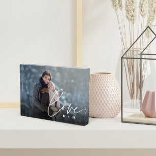 Liebe Script Overlay Personalisierte Paare Fotoblock