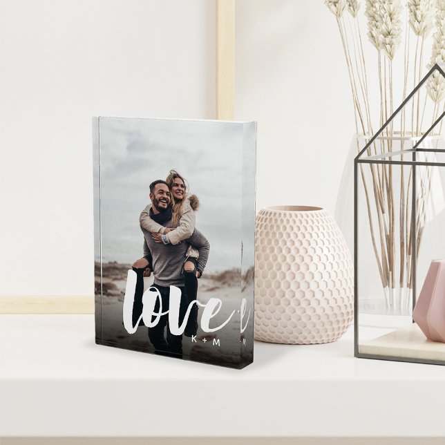 Liebe Script Overlay Personalisierte Paare Fotoblock (Von Creator hochgeladen)