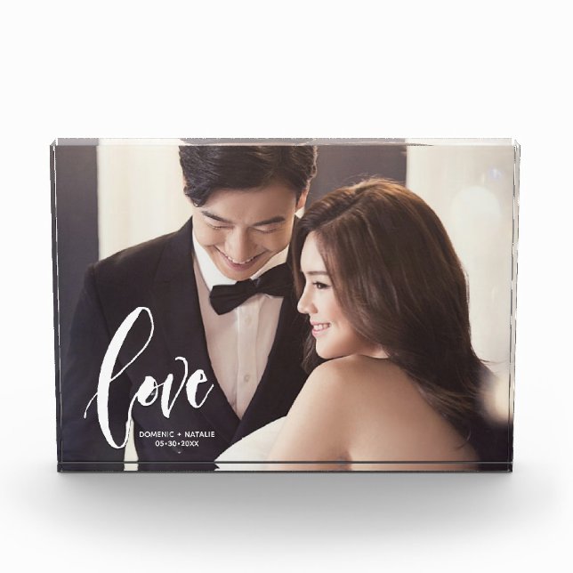 Liebe Script personalisierte Hochzeit Foto (Vorderseite)