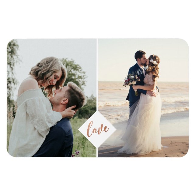 Liebe Script Rust Copper Hochzeitsstiftung Verlobu Magnet (Horizontal)