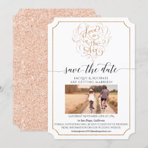 Liebe Script Typografie Rose Gold Glitzer Herz Einladung