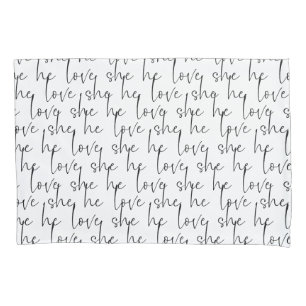 Liebe Script White Romantic Chic Kissenbezug