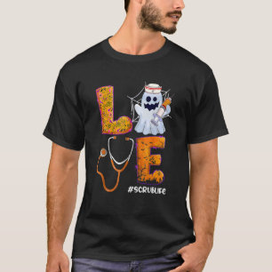Liebe Scrub Life Nurse Boo Halloeen Kostüm T-Shirt