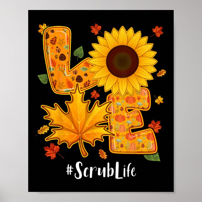 Liebe Scrub Nurlife Erntedank Herbstkarte Poster (Vorne)