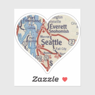 Liebe Seattle Vintag Map Aufkleber