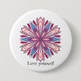 Liebe selbst Mandala Blume Button