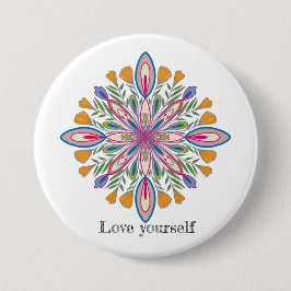Liebe selbst Mandala Blume Button