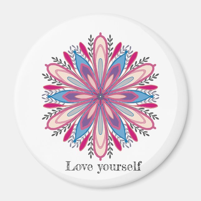Liebe selbst Mandala Blume Magnet (Vorne)