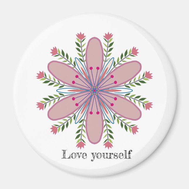 Liebe selbst Mandala Floral Magnet (Vorne)
