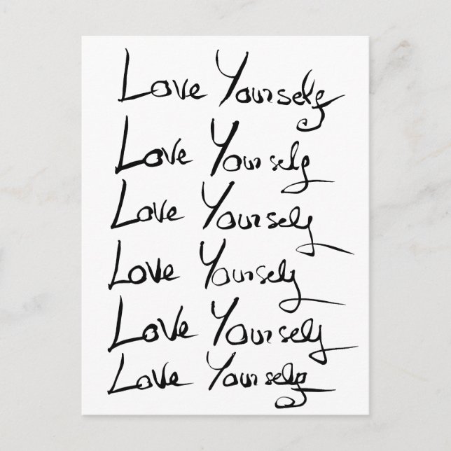 Liebe selbst! Motivierend Kalligraphie Postkarte (Vorderseite)