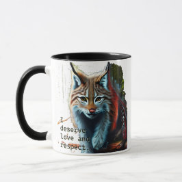 Liebe-Selbstmantra mit künstlerischer Luchs-Tasse Tasse
