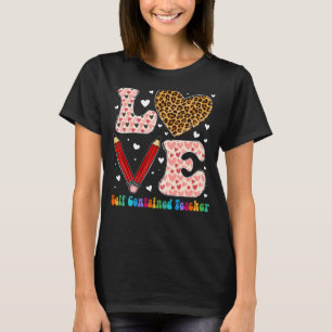Liebe selbstständiger Lehrer Leopard Kariert Red V T-Shirt